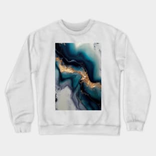 Blue Shore Waves - Abstract Alcohol Ink Resin Art Crewneck Sweatshirt